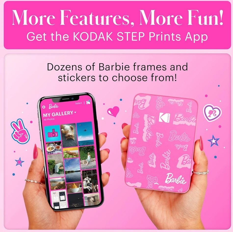 Nuotraukų Spausdintuvas - Kodak Step Slim 2 Barbie Edition 2 × 3 Colių Lipnių Nuotraukų Spausdintuvas