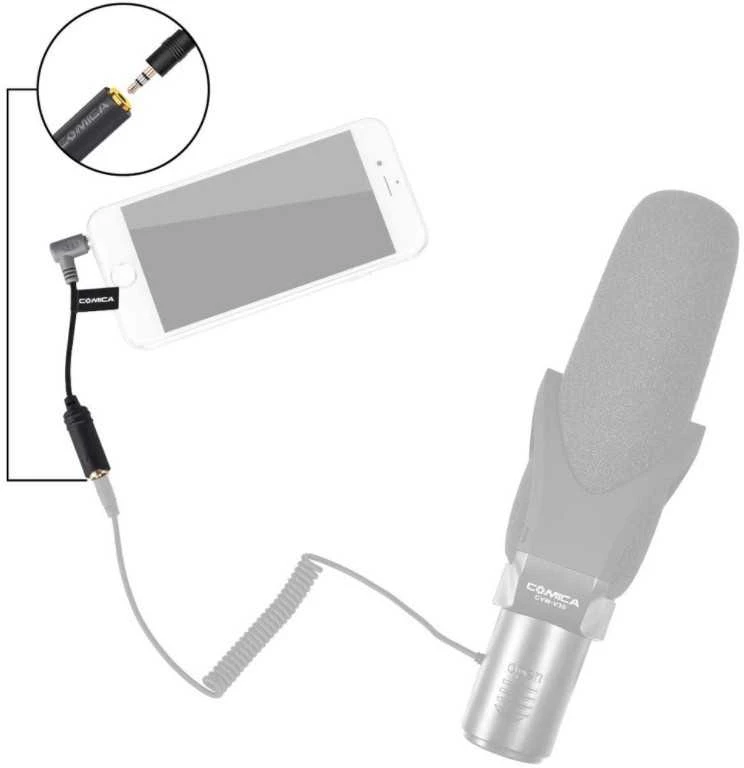 Objektyvas Adapteris - COMICA CVM-SPX 3.5mm TRS į TRRS Mikrofono Konverteris 11cm