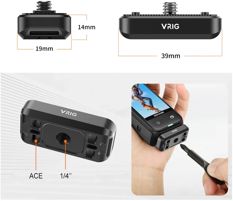 Objektyvas Adapteris - VRIG AC19 Aliuminio 1/4" Sriegis su Magnetu ir Guminėmis Sluoksniais