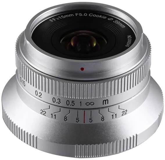 Objektyvas - Laowa 15mm f/5 Cookie FF Auto Aperture Sidabrinis