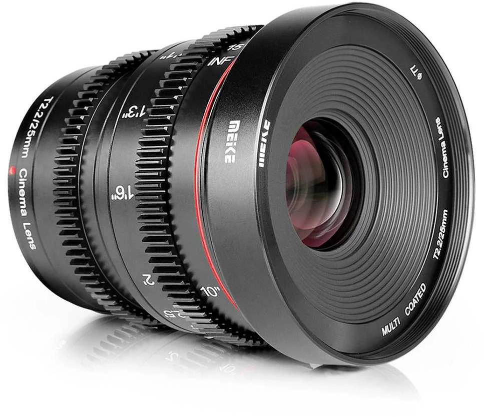 Objektyvas - Meike MK 25mm T2.2 Micro 4/3, rankinis fokusavimas, mažo dispersijos stiklas