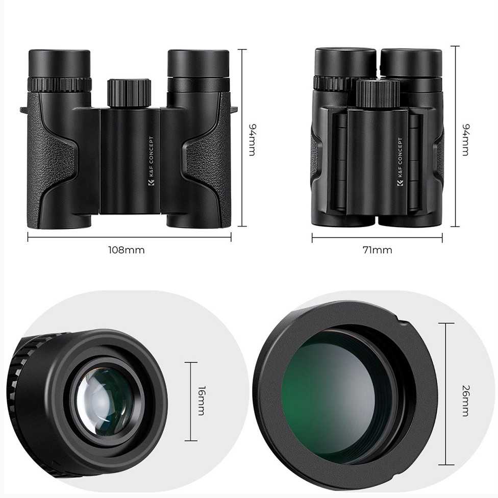 Optinis prietaisas - K&F Concept 8x21 BaK4 atsparūs vandeniui žiūronai IP65