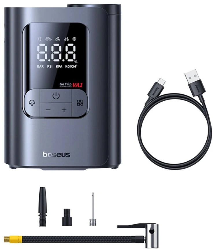 Oro Kompresorius - Baseus GoTrip VA1 Mini 5000 mAh Skaitmeninis Ekranas Juodas