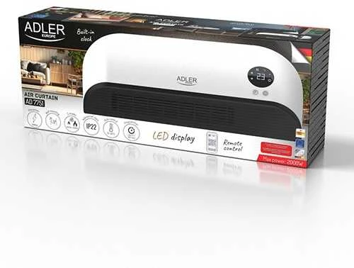 Adler LED oro užuolaidų šildytuvas | AD 7751 | Oro uždanga | 2000 W | Baltas
