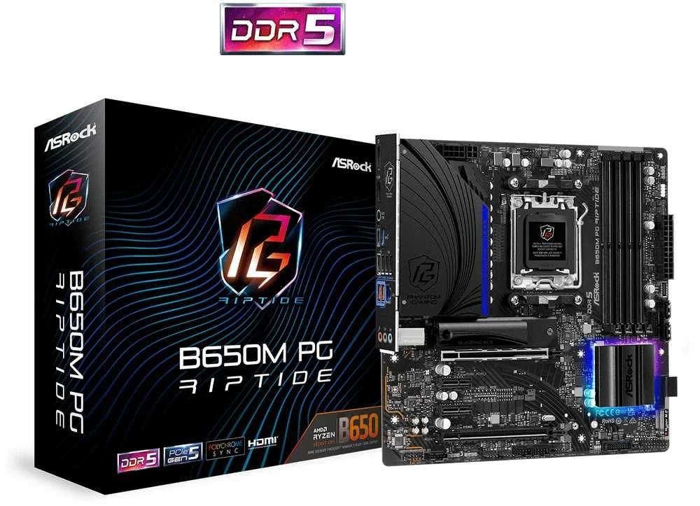 Pagrindinė plokštė ASRock B650M PG Riptide, AM5, DDR5