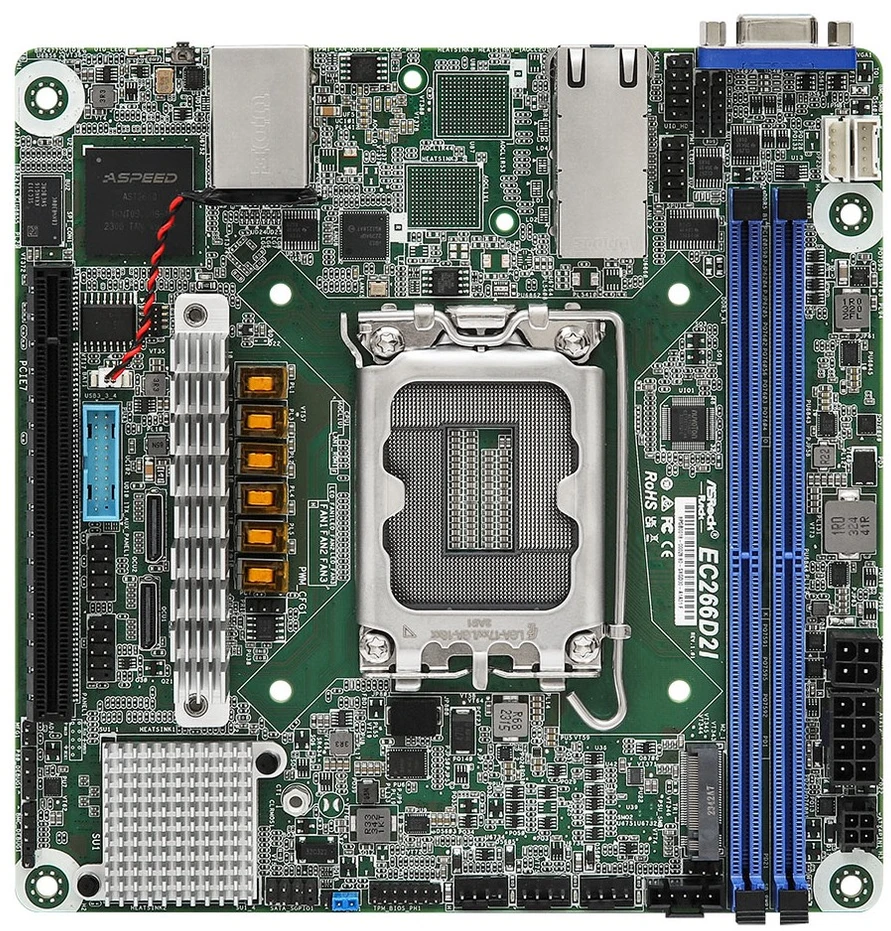 „Asrock EC266D2I“ pagrindinė plokštė „Intel C266 LGA 1700 mini ITX“