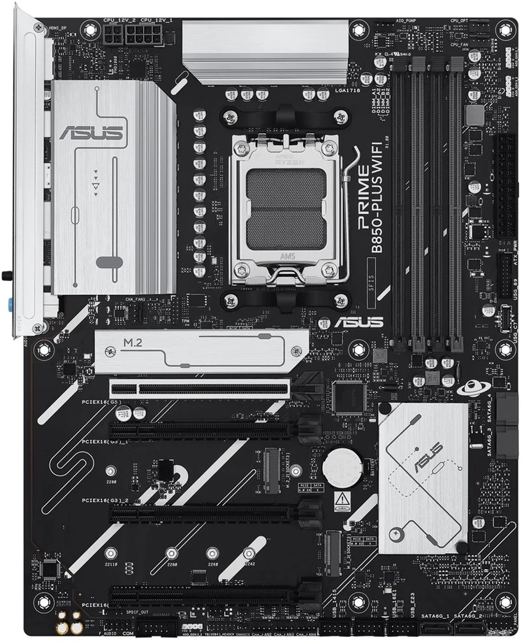 Pagrindinė plokštė - ASUS PRIME B850-PLUS WIFI ATX AM5 4xDDR5 Wi‑Fi 6E 2,5 Gb Ethernet 3xM.2 4xSATA III