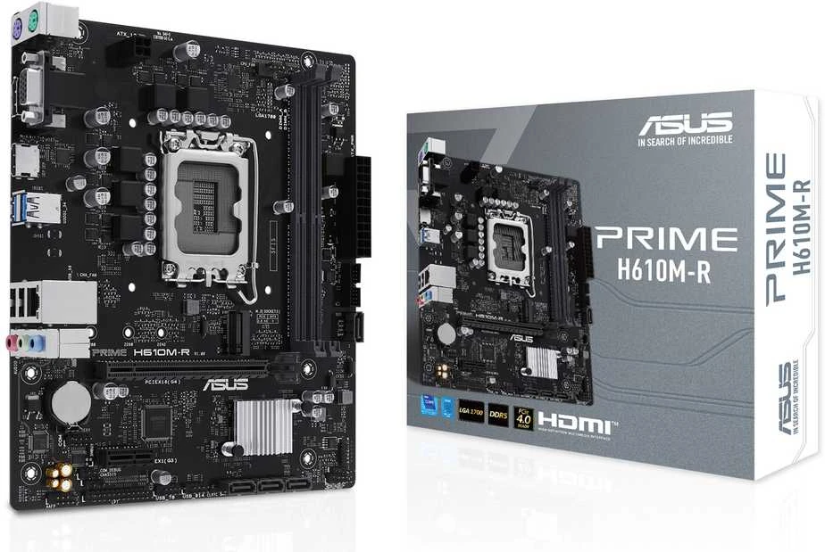 Asus | PRIME H610M-R-SI | Procesorių šeima Intel | Procesoriaus lizdas LGA1700 | DDR5 | SATA jungčių skaičius 4