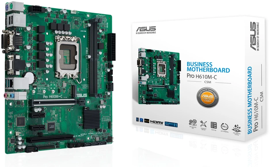 Pagrindinė plokštė - ASUS Pro H610M-C-CSM Intel H610 LGA 1700 Micro ATX