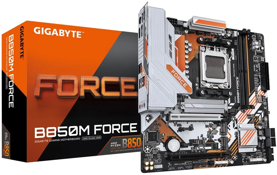 Pagrindinė plokštė - Gigabyte B850M FORCE Tamsiai Ruda