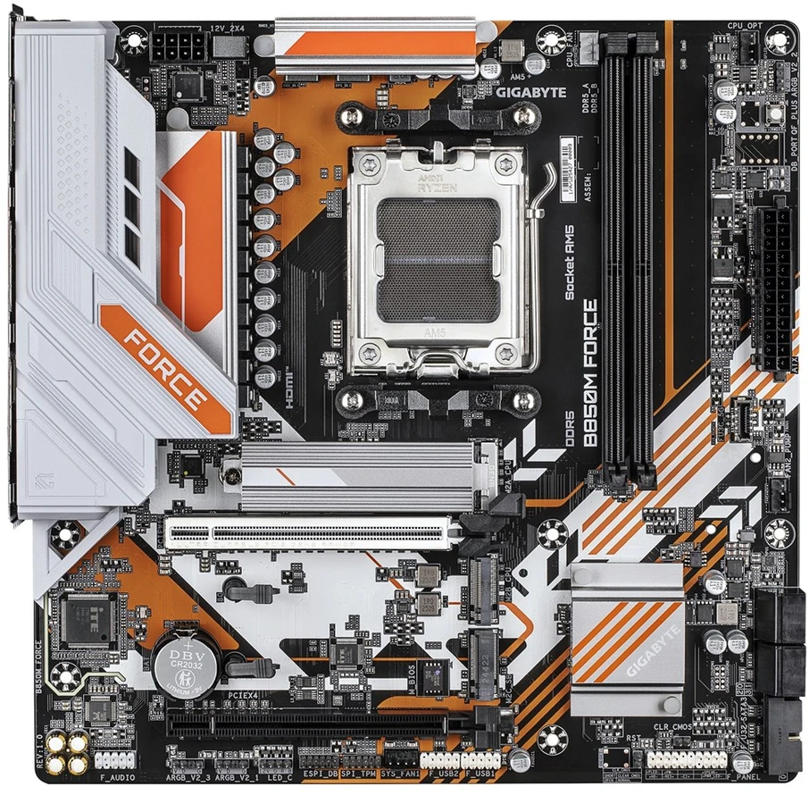Pagrindinė plokštė - Gigabyte B850M FORCE Tamsiai Ruda