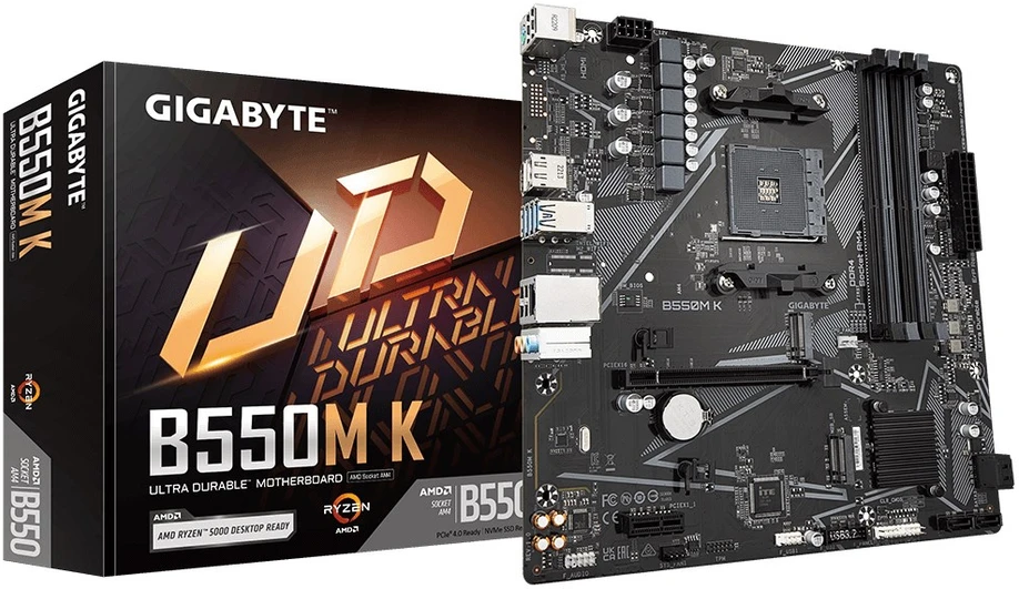 Pagrindinė plokštė Motininė Plokštė - GIGABYTE B550M K AMD Ryzen 5000, 4733MHz DDR4, PCIe 4.0 M.2, 1GbE LAN