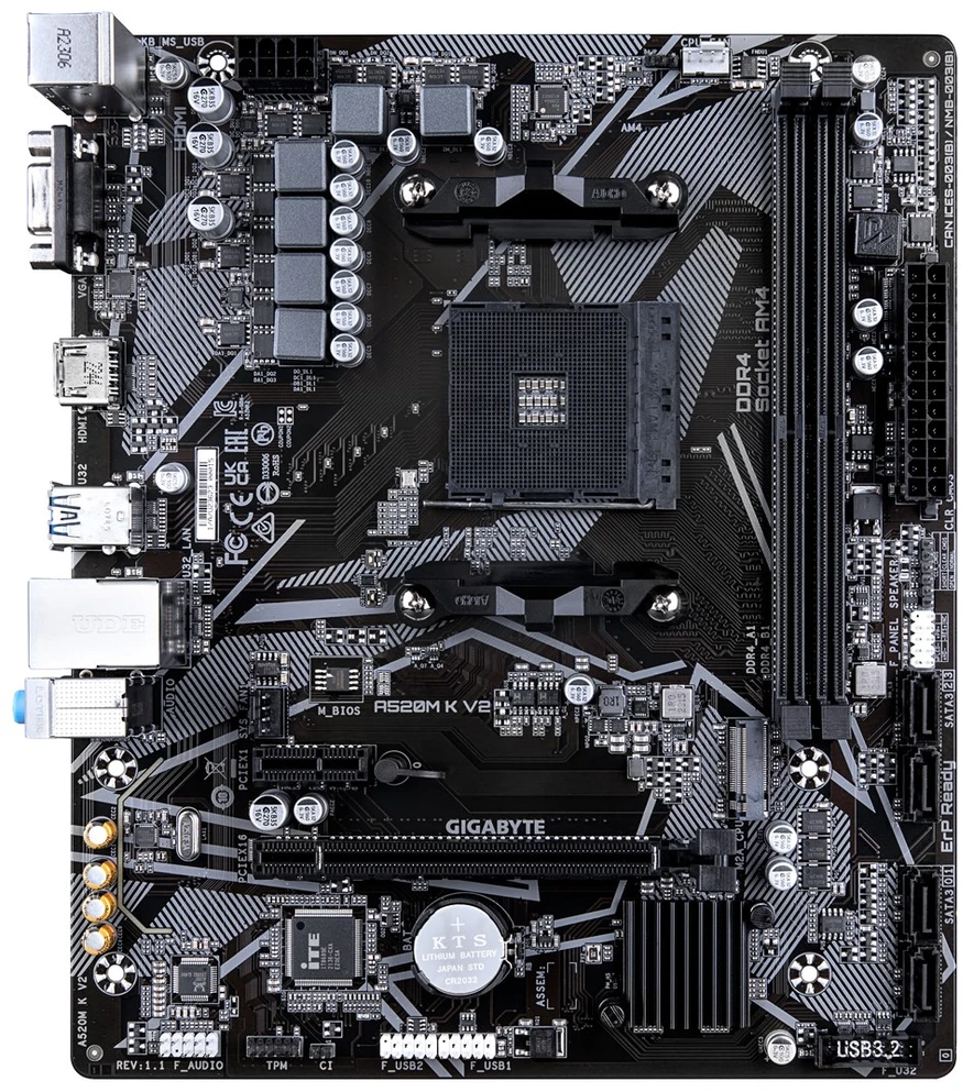 Pagrindinė plokštė GIGABYTE AMD A520/AM4/Micro-ATX/Memory DDR4/Atminties lizdai 2/1xPCI-Express 3.0 1x/1xPCI-Express 3.0 16x/1xM.2/1x15pin D-sub/1xHDMI/2xUSB 2.0/4xUSB 3.2/1xPS/2/1xRJ45/3xAudio port