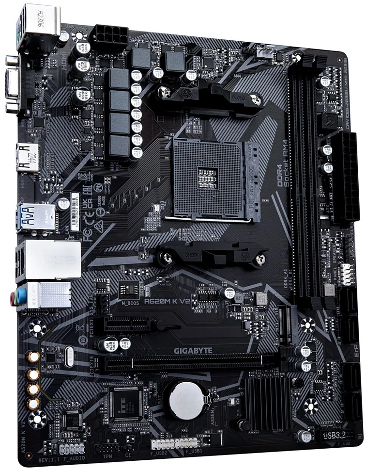 Pagrindinė plokštė GIGABYTE AMD A520/AM4/Micro-ATX/Memory DDR4/Atminties lizdai 2/1xPCI-Express 3.0 1x/1xPCI-Express 3.0 16x/1xM.2/1x15pin D-sub/1xHDMI/2xUSB 2.0/4xUSB 3.2/1xPS/2/1xRJ45/3xAudio port