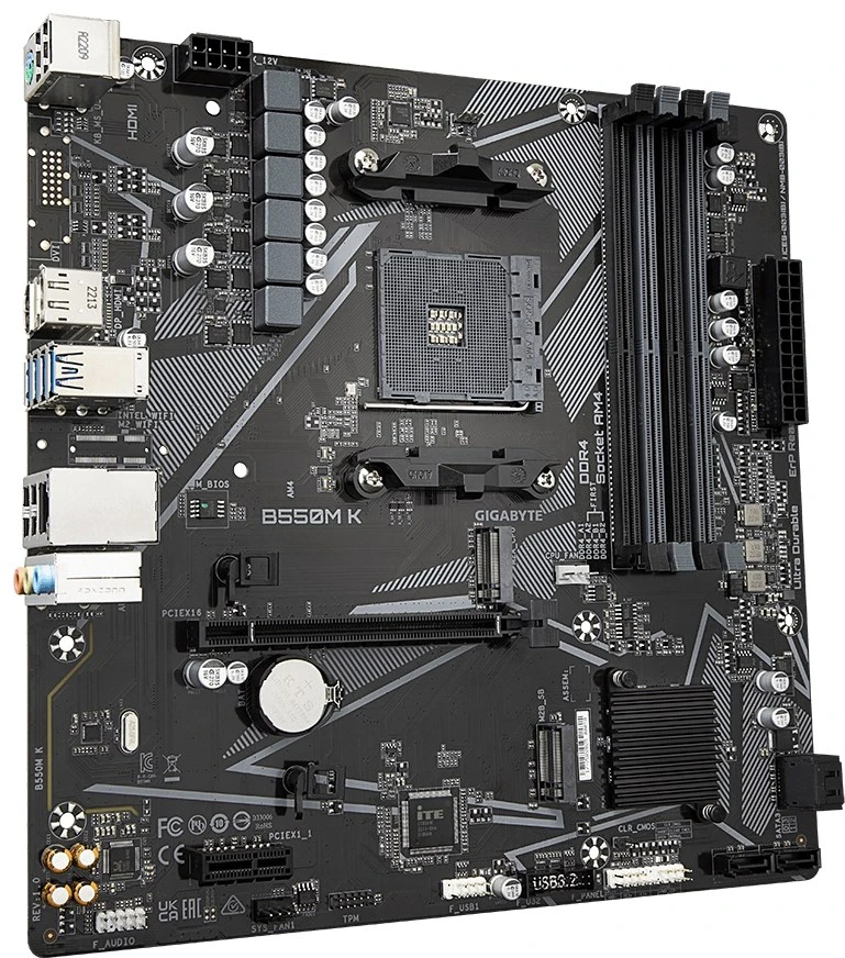Pagrindinė plokštė Motininė Plokštė - GIGABYTE B550M K AMD Ryzen 5000, 4733MHz DDR4, PCIe 4.0 M.2, 1GbE LAN