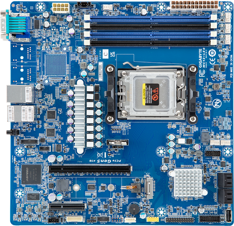 Pagrindinė plokštė – Gigabyte MC13-LE0 1x AM5 AMD Epyc 4004/Ryzen 7000/Ryzen 9000 B650E.