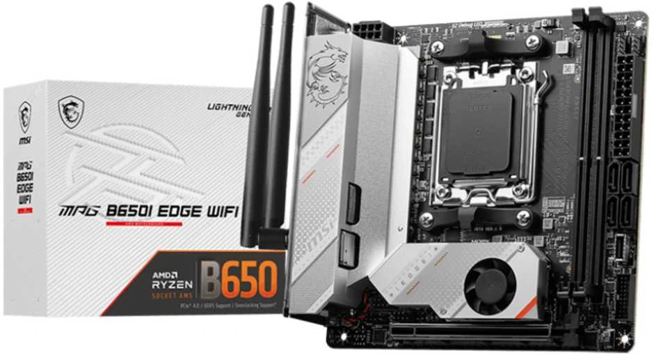 Pagrindinė plokštė MSI | MPG B650I EDGE WIFI | Procesorių šeima AMD | Procesoriaus lizdas AM5 | DDR5 DIMM | Atminties lizdai 2 | Palaikomos standžiojo disko sąsajos SATA, M.2 | SATA jungčių skaičius 4 | Lustų rinkinys AMD B650 | Mini-ITX
