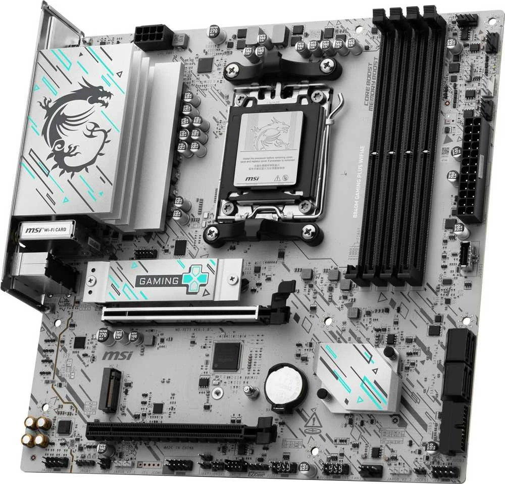 Pagrindinė plokštė MSI B840M GAMING PLUS WIFI6E | Procesorių šeima AMD | Procesoriaus lizdas AM5 | DDR5 | Palaikomos standžiojo disko sąsajos SATA, M.2 | SATA jungčių skaičius 4