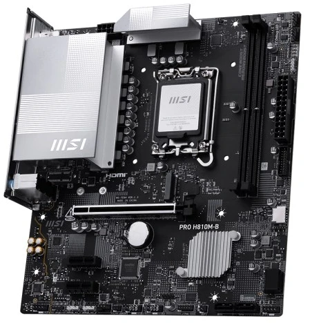 Pagrindinė plokštė MSI PRO H810M-B | Procesoriaus šeima Intel H810 | Procesoriaus lizdas LGA1851 | DDR5 | Palaikomos standžiojo disko sąsajos SATA, M.2 | SATA jungčių skaičius 4