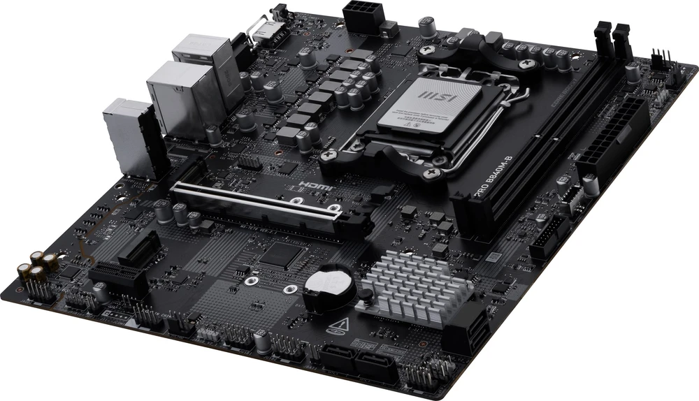 Pagrindinė plokštė MSI PRO B840M-B | Procesorių šeima AMD | Procesoriaus lizdas AM5 | DDR5 | Palaikomos standžiojo disko sąsajos SATA, M.2 | SATA jungčių skaičius 4
