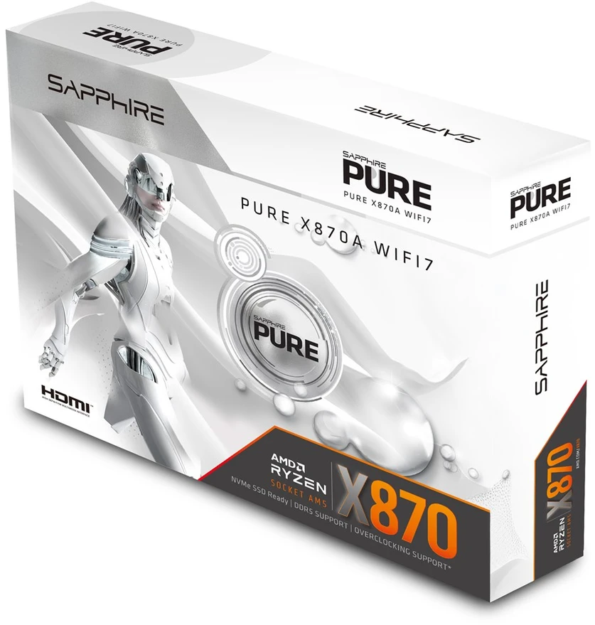 „Sapphire Pure X870A WiFi7“, AMD X870 pagrindinė plokštė – AM5 lizdas, DDR5