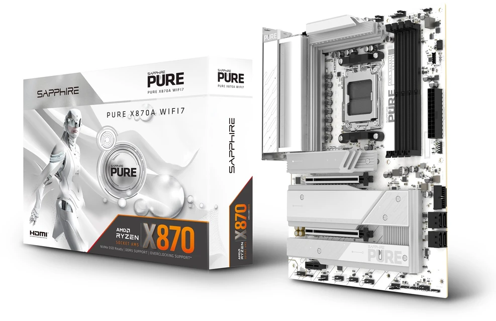 „Sapphire Pure X870A WiFi7“, AMD X870 pagrindinė plokštė – AM5 lizdas, DDR5