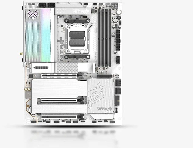 „Sapphire Nitro+ X870EA PhantomLink Polar Edition“ pagrindinė plokštė, AMD X870E, AM5 lizdas, DDR5