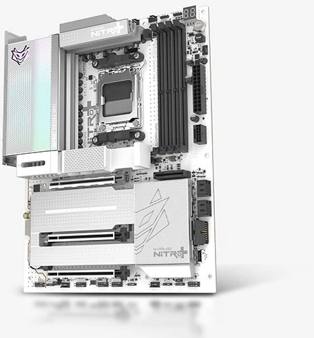 „Sapphire Nitro+ X870EA PhantomLink Polar Edition“ pagrindinė plokštė, AMD X870E, AM5 lizdas, DDR5