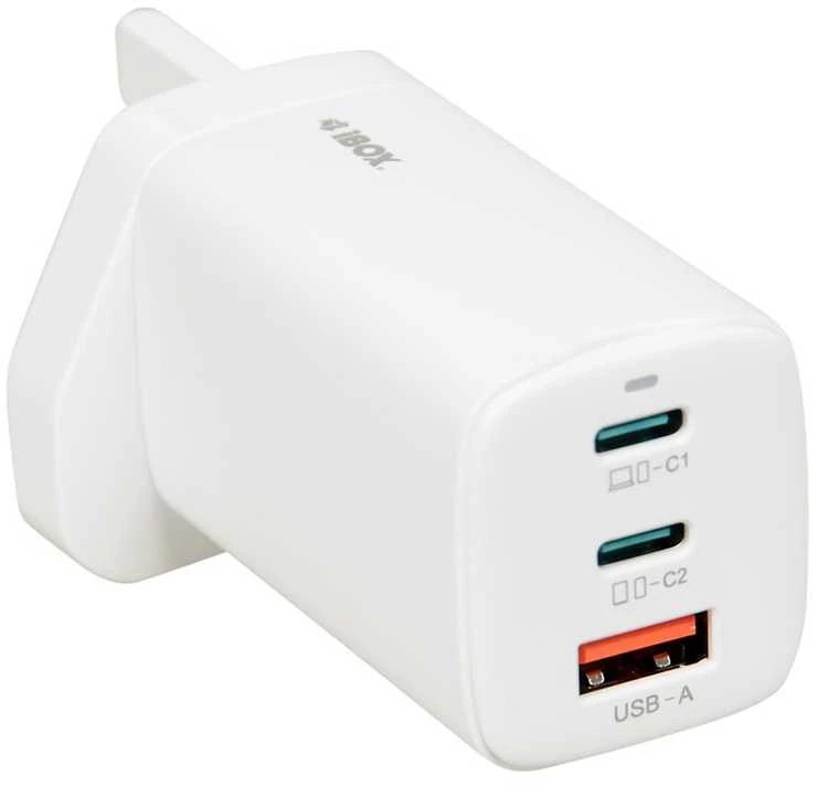 iBOX C-65 Baltas, GaN 65W universalus įkroviklis, JK kištukas