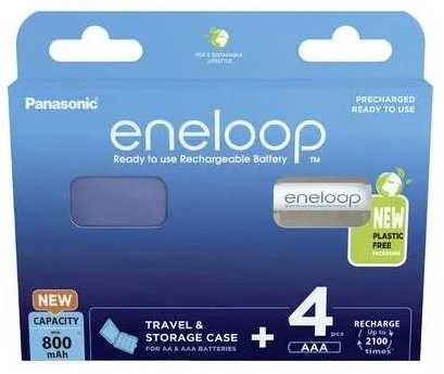 Panasonic Eneloop AAA 800 mAh pakuotė su dėklu