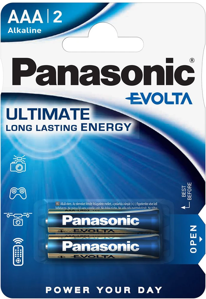 Panasonic Batteries Baterijos - Panasonic Evolta LR03EGE/2B 2 Vnt. AAA Šarminės