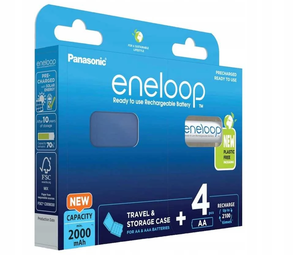 Akumuliatorius - PANASONIC ENELOOP AA 2000 mAh 4 vnt. + dėklas