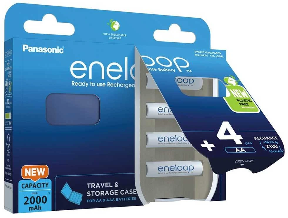 Akumuliatorius - PANASONIC ENELOOP AA 2000 mAh 4 vnt. + dėklas