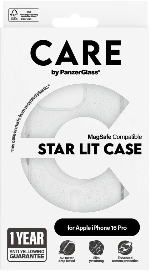 Panzer Glass CARE by PanzerGlass Flagship Star Lit Apple iPhone 16 Pro 6.3" dėklas telefonui baltos spalvos/dėklas telefonui baltos spalvos MagSafe 1342