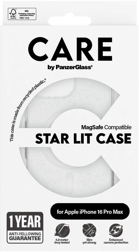 Panzer Glass CARE by PanzerGlass Flagship Star Lit Apple iPhone 16 Pro Max 6.9" dėklas telefonui baltos spalvos/dėklas telefonui baltos spalvos MagSafe 1344