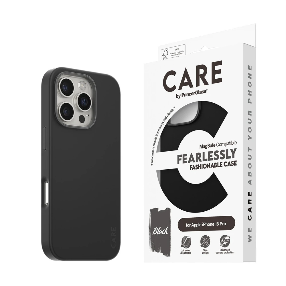 Panzer Glass CARE by PanzerGlass Fashion Apple iPhone 16 Pro 6.3" dėklas telefonui juodos spalvos/dėklas telefonui juodos spalvos MagSafe 1378