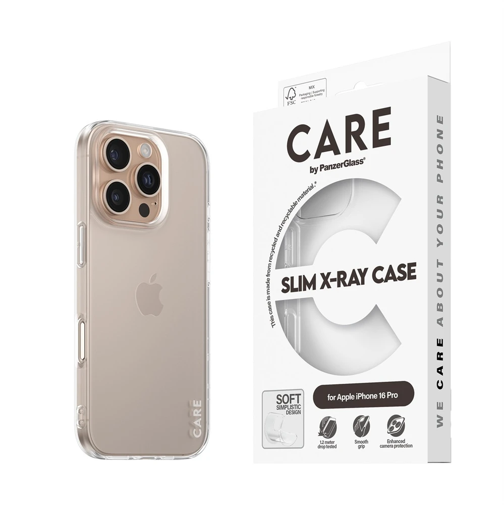 Panzer Glass CARE by PanzerGlass X-Ray Soft Basic Apple iPhone 16 Pro 6.3" dėklas telefonui skaidrus/Transparent 1442