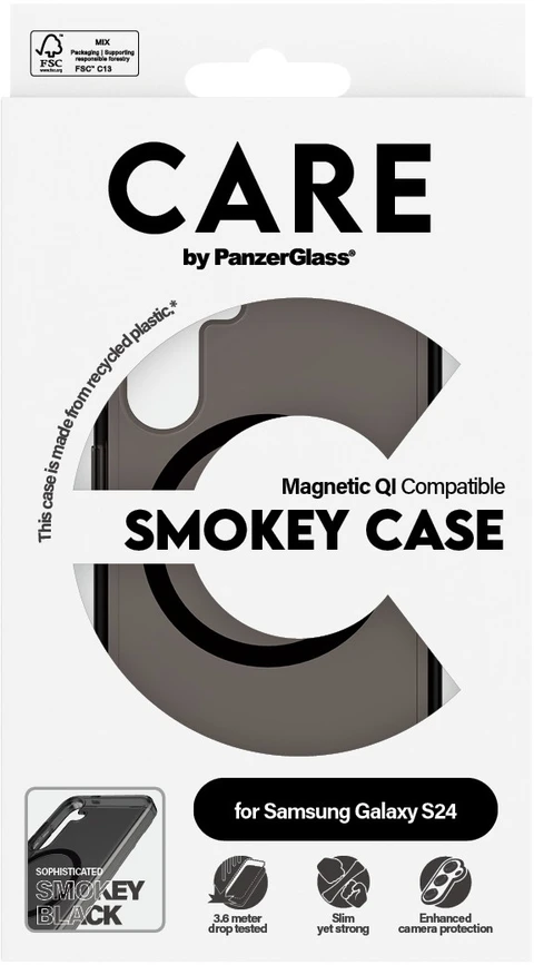 Panzer Glass CARE by PanzerGlass Flagship QI Case Samsung Galaxy S24 dėklas telefonui pilkos spalvos 1156