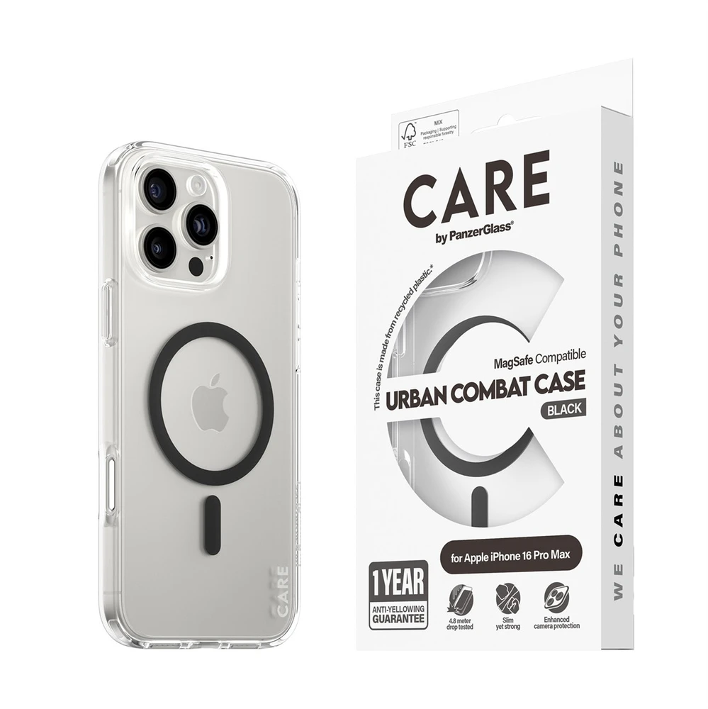 Panzer Glass CARE Flagship Case | Galinis viršelis | Apple | iPhone 16 Pro Max | Perdirbtas plastikas | Skaidrus | MagSafe