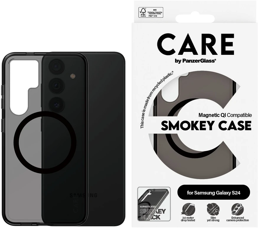 Panzer Glass CARE by PanzerGlass Flagship QI Case Samsung Galaxy S24 dėklas telefonui pilkos spalvos 1156