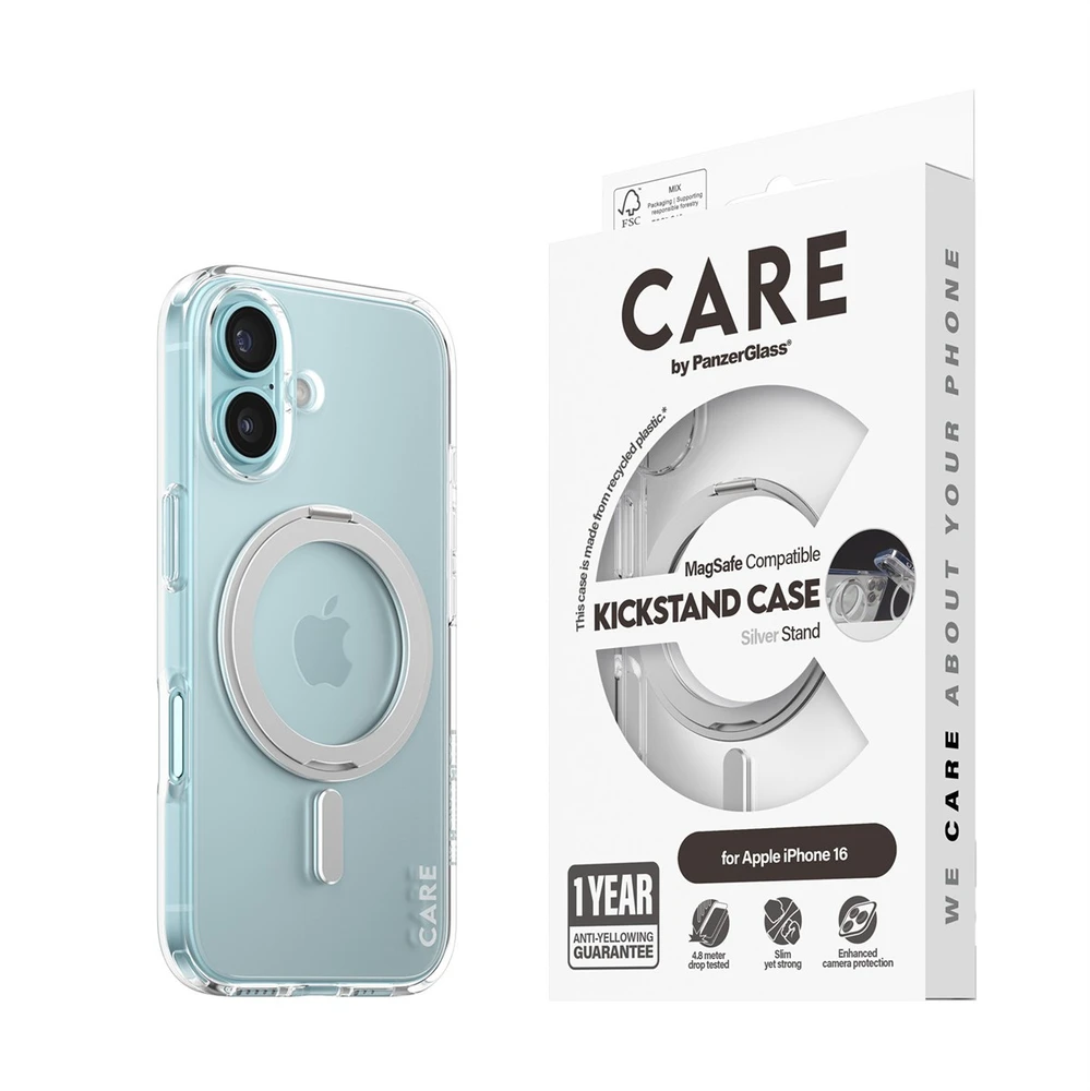 Panzer Glass CARE by PanzerGlass Feature Kickstand Apple iPhone 16 6.1" sidabrinis/sidabrinis MagSafe 1325