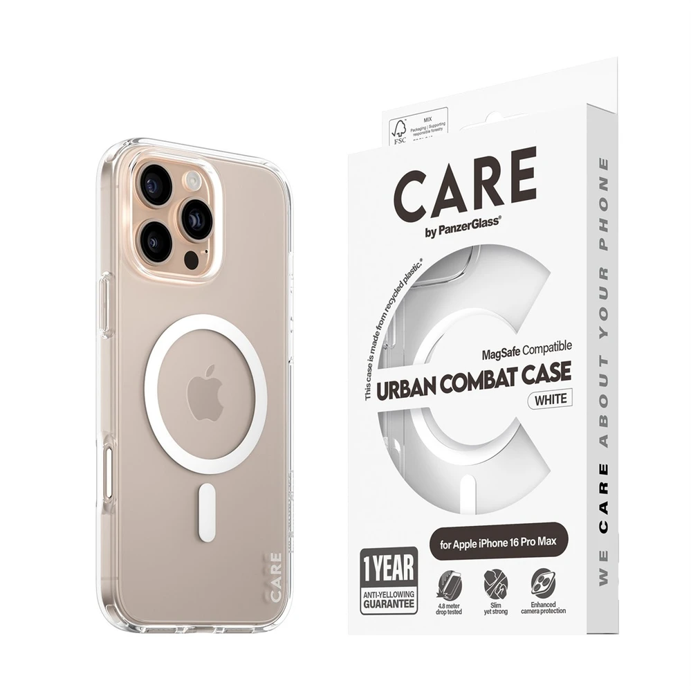 Panzer Glass CARE by PanzerGlass Flagship Apple iPhone 16 Pro Max 6.9" dėklas telefonui baltos spalvos/dėklas telefonui baltos spalvos MagSafe 1340