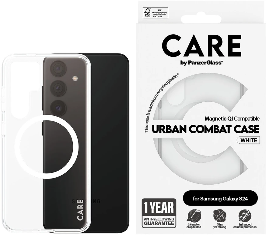 Panzer Glass CARE by PanzerGlass Flagship QI Case Samsung Galaxy S24 dėklas telefonui skaidrus 1153