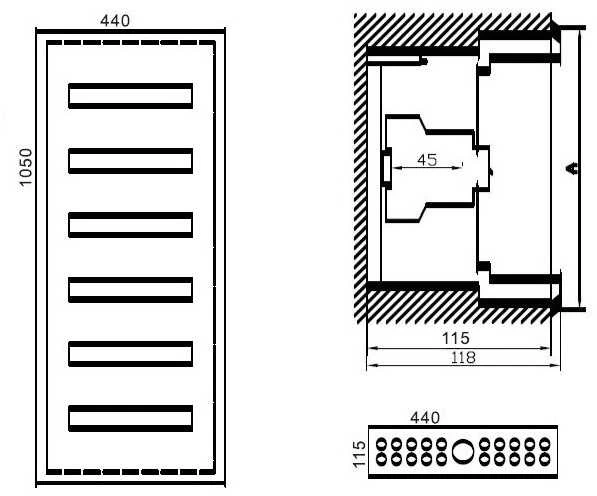 Paskirstymo Skydas Tibox 440x1050x115mm; 6x16mod., Ip54, Potinkinis