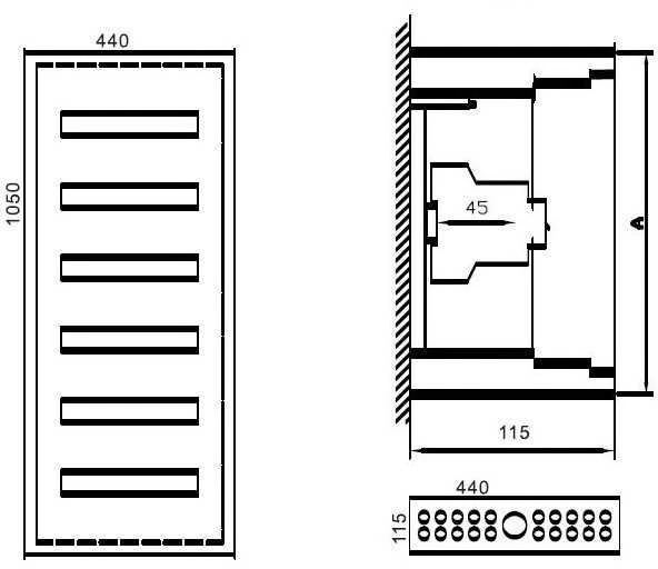 Paskirstymo Skydas Tibox 440x1050x115mm; 6x16mod., Ip54, Virštinkinis