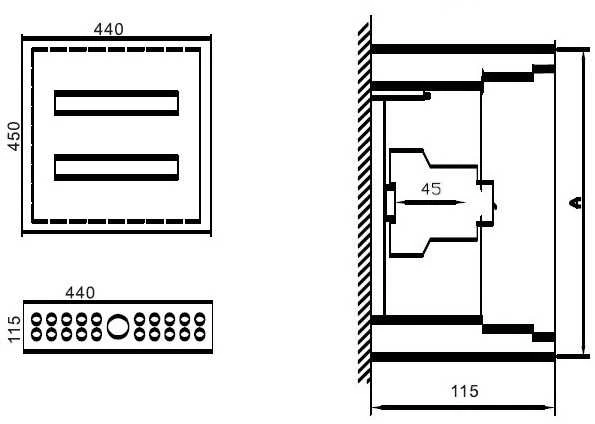 Paskirstymo Skydas Tibox 440x450x115mm; 2x16mod., Ip54, Virštinkinis