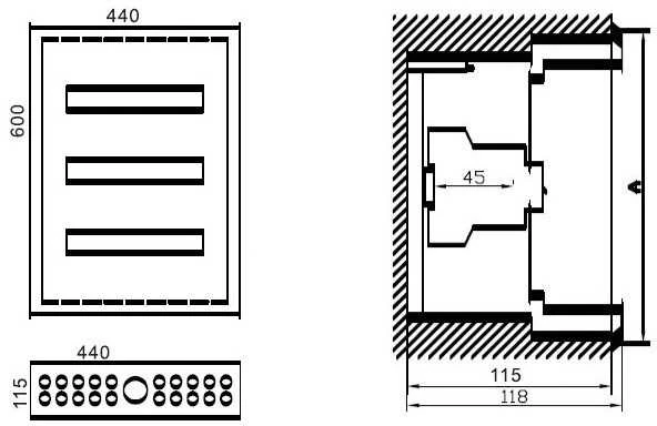 Paskirstymo Skydas Tibox 440x600x115mm; 3x16mod., Ip54, Potinkinis