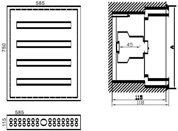 Paskirstymo Skydas Tibox 585x750x115mm; 4x24mod., Ip54, Potinkinis