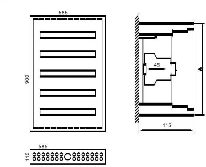 Paskirstymo Skydas Tibox 585x900x115mm; 5x24mod., Ip54, Virštinkinis