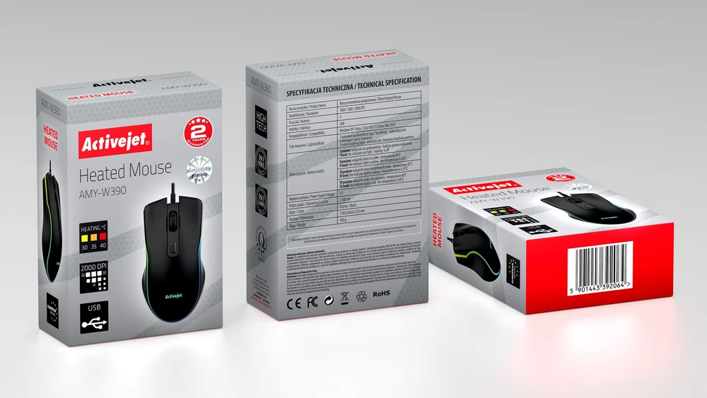 Activejet AMY-W390 USB laidinis šildomas pelė